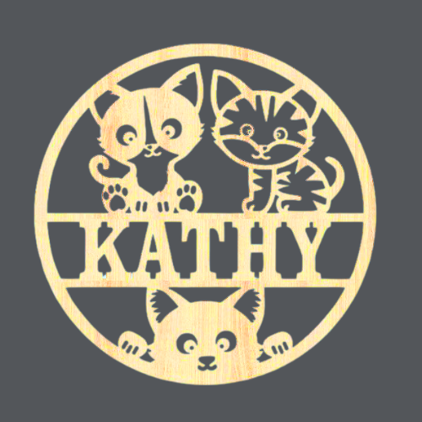 Cats 3 - Name Wood Art