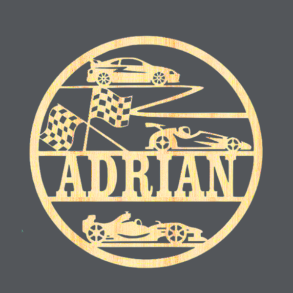 Racing Car 1 - Name Wood Art