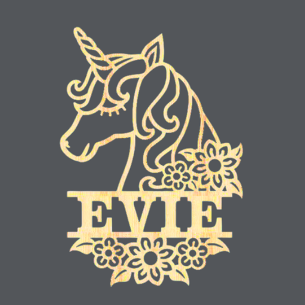 Licorne - Unicorn - Name Wood Art