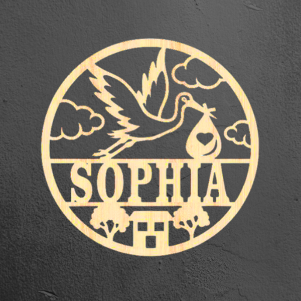 Cigogne - Ooievaar - Name Wood Art