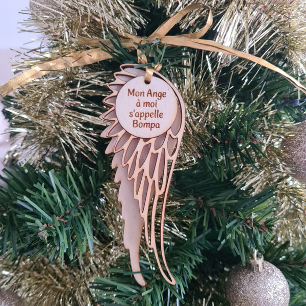 Aile d'ange avec texte au choix gravé