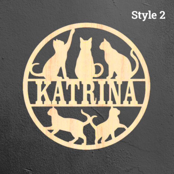 Cats 2 - Name Wood Art