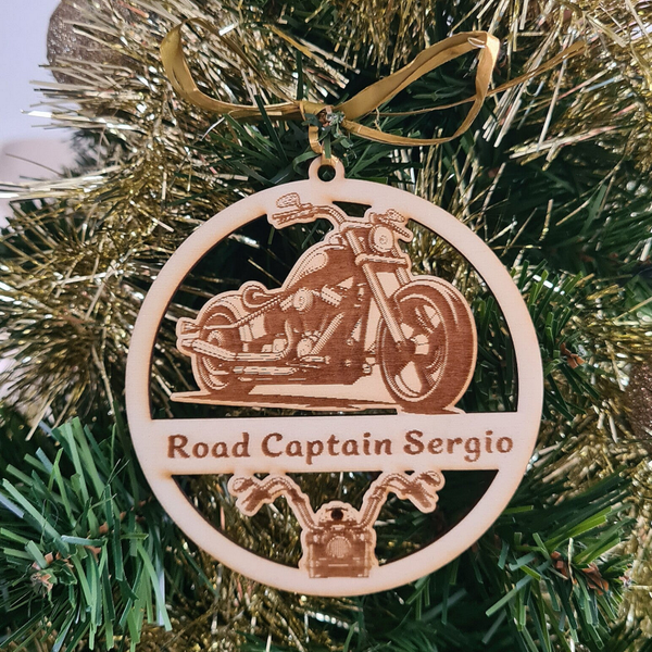 Boule de Noël moto avec prénom gravé