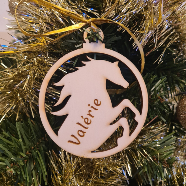Boule de Noël Cheval avec prénom gravé - 4 modèles