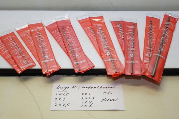 Set extra lange HSS boren in 6 maten Totaal 12 stuks  Art. 7462