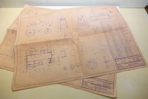 Bouwtekening 1975 voor mini stoommachine Art. 7387