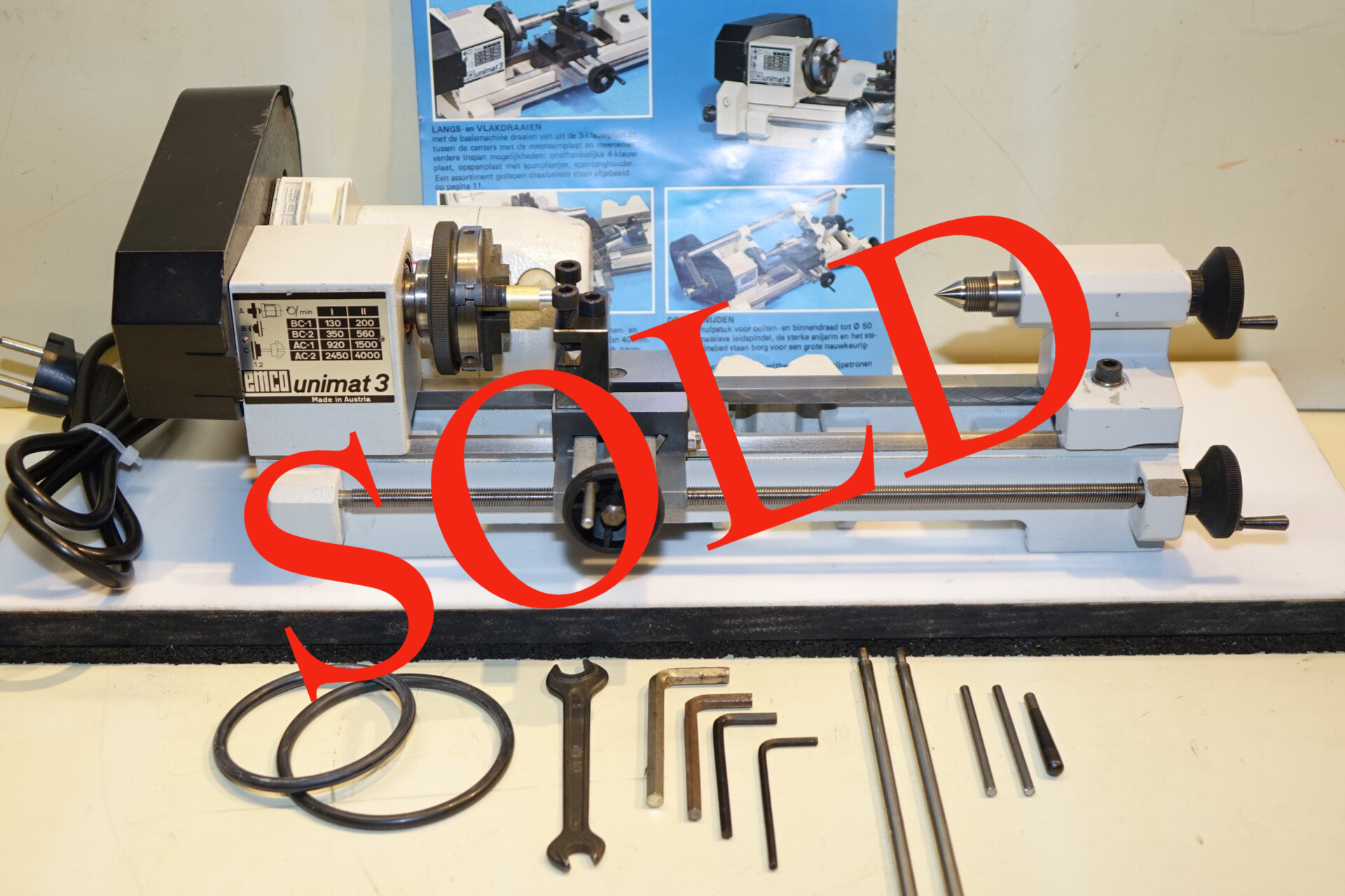 Bijna nieuwe Emco Unimat 3 Basis draaibank. Art. 7155