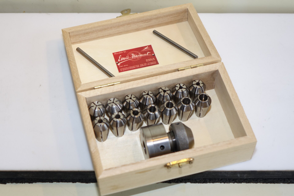 Complete Originele Emco Spantanghouder met 14 Schaublin E16 Spantangen Art. 7382