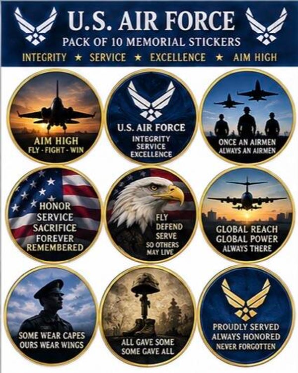 US Air Force 10 pack 6”x6” Casket “Hug” Decals