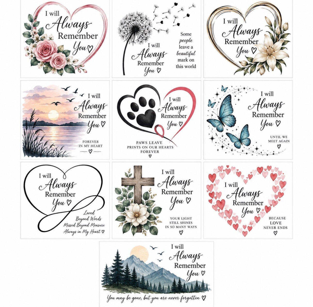 I will always remember you approximately 6 inch by 6 inch forever hug Decals