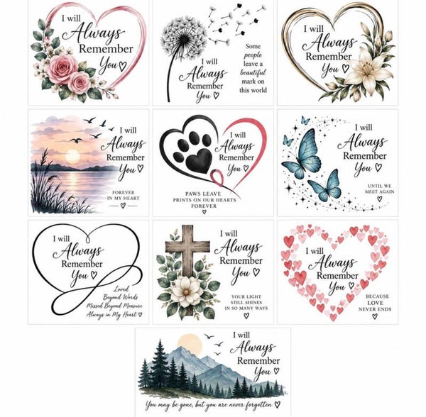 I will always remember you approximately 6 inch by 6 inch forever hug Decals