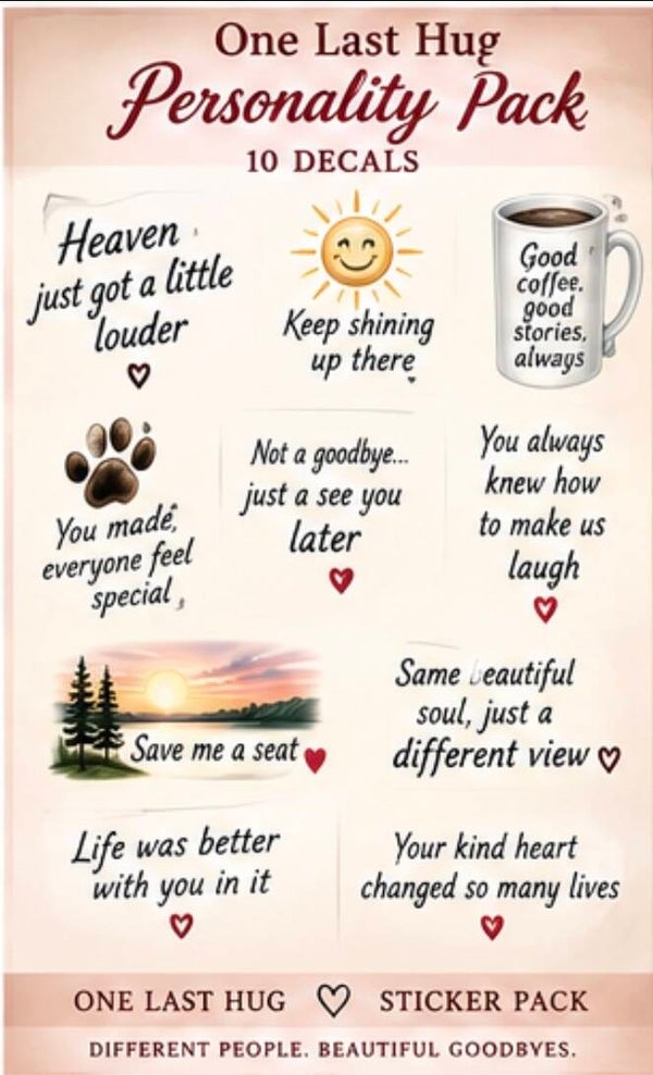 One Last Hug — Personality Pack — 10 Decals