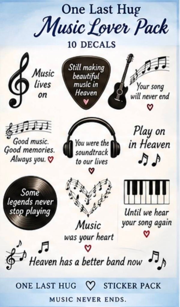 One Last Hug — Music Lover Pack — 10 Decals 🎵
