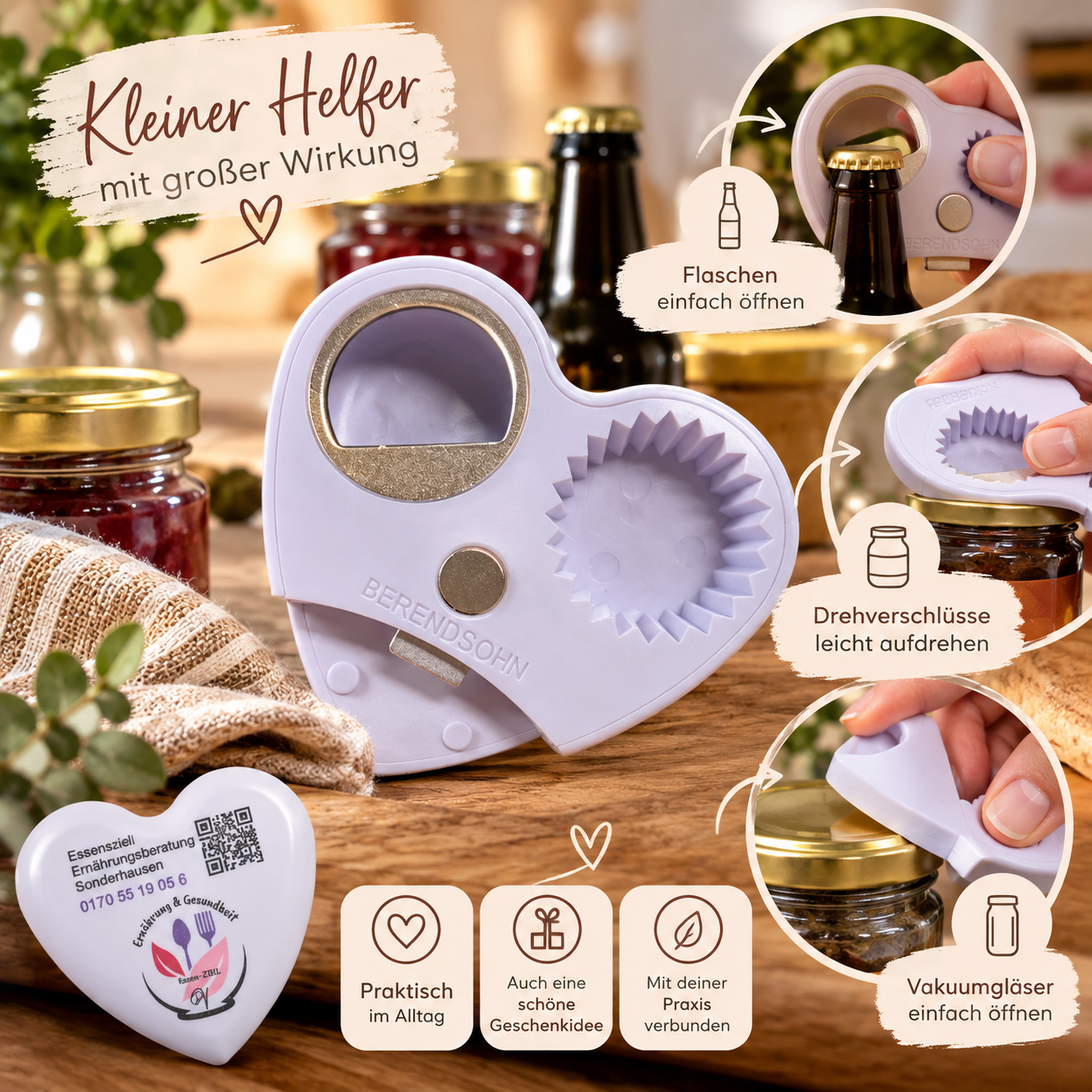 Herz-Multifunktionsöffner – Praktischer 3-in-1-Küchenhelfer