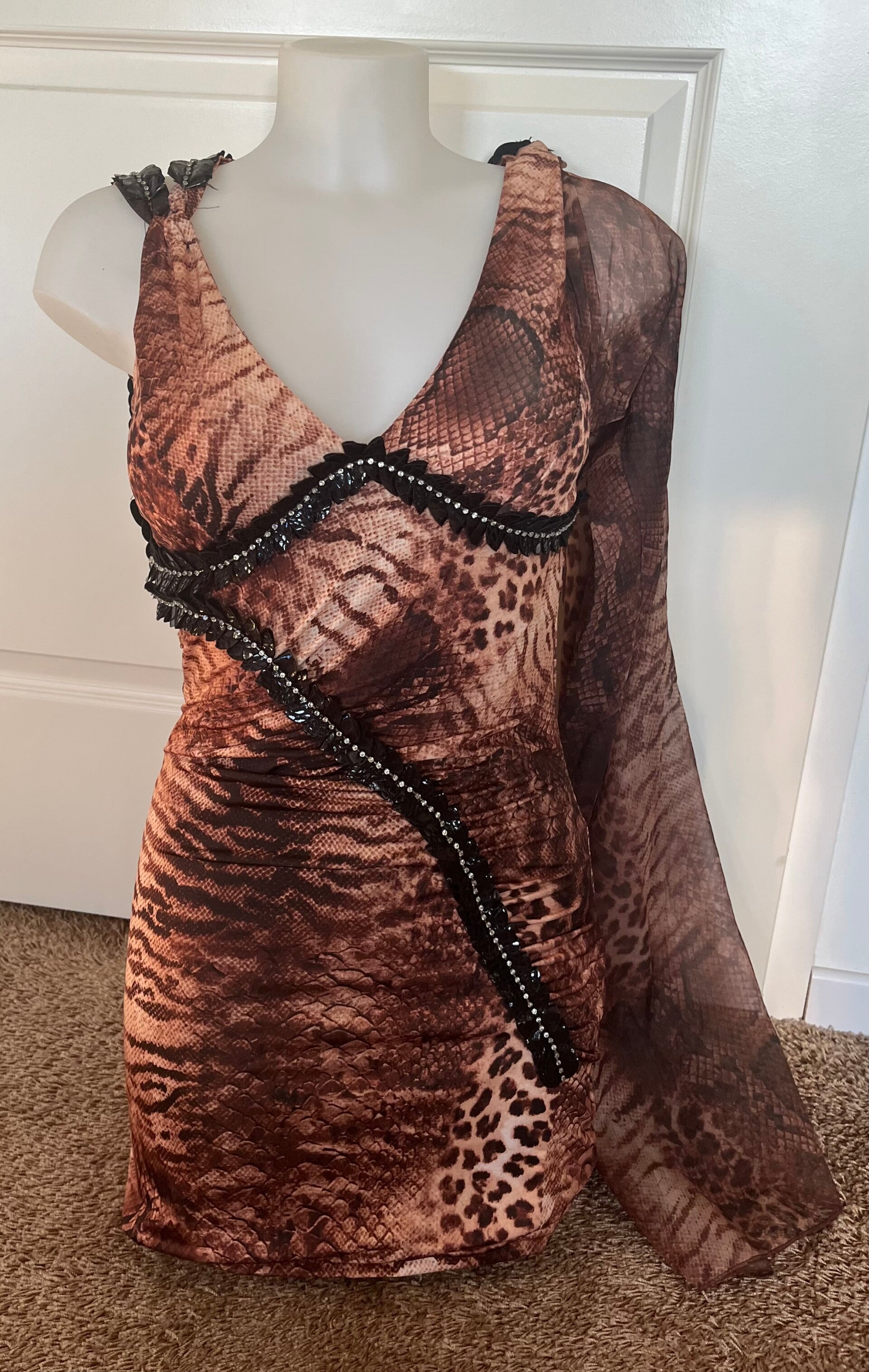 Tijgerprint jurk one sleeve