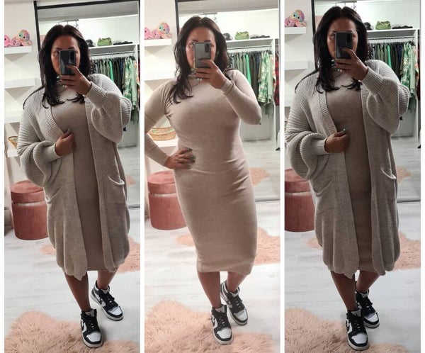 Basic Jurk met Coll Beige