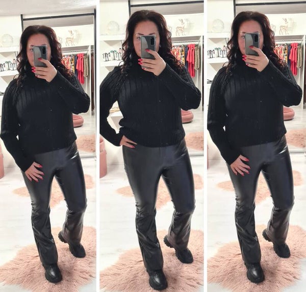 Leather Look Flair Black