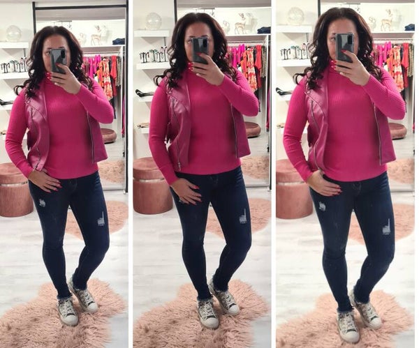 Gilet Leatherlook Pink