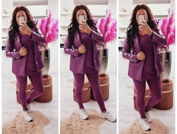 Leatherlook Blazer Paars