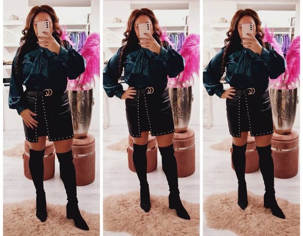 Blouse met  glitter Strik Donker Groen