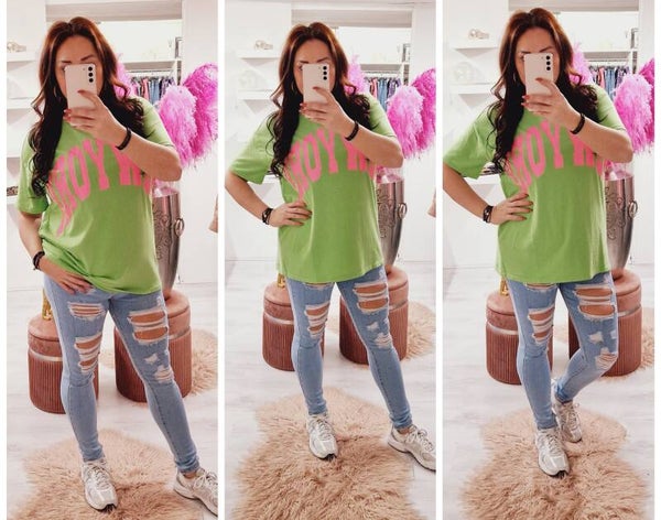 Top New York groen/fucsia