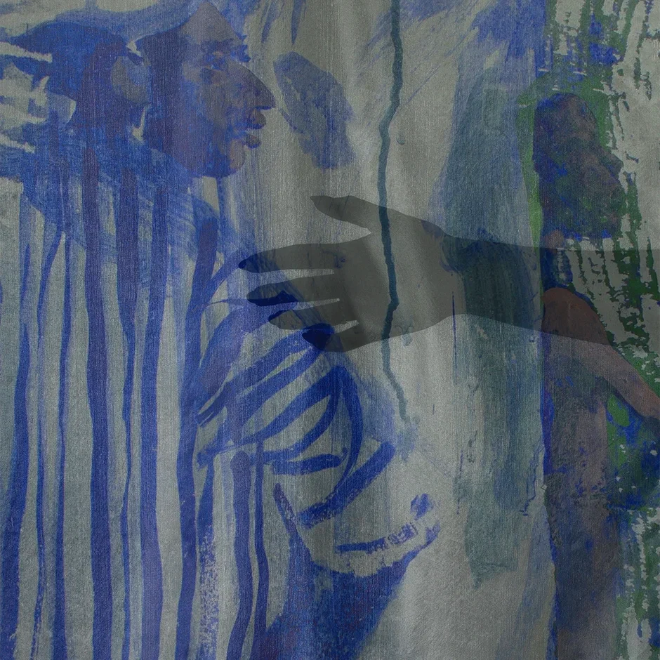 Sjaal - Met detail van wandschildering door Matthijs Röling