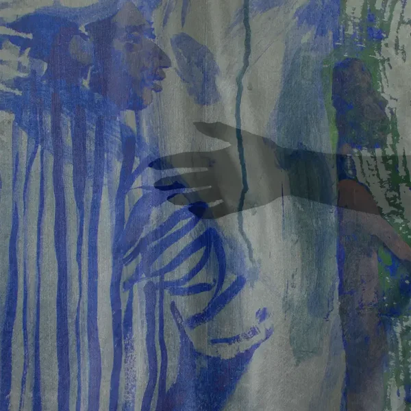 Sjaal - Met detail van wandschildering door Matthijs Röling