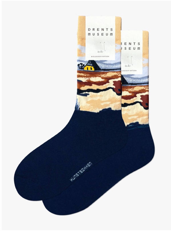 Kunstsokken - "Landschap met boerderij" van Vincent van Gogh