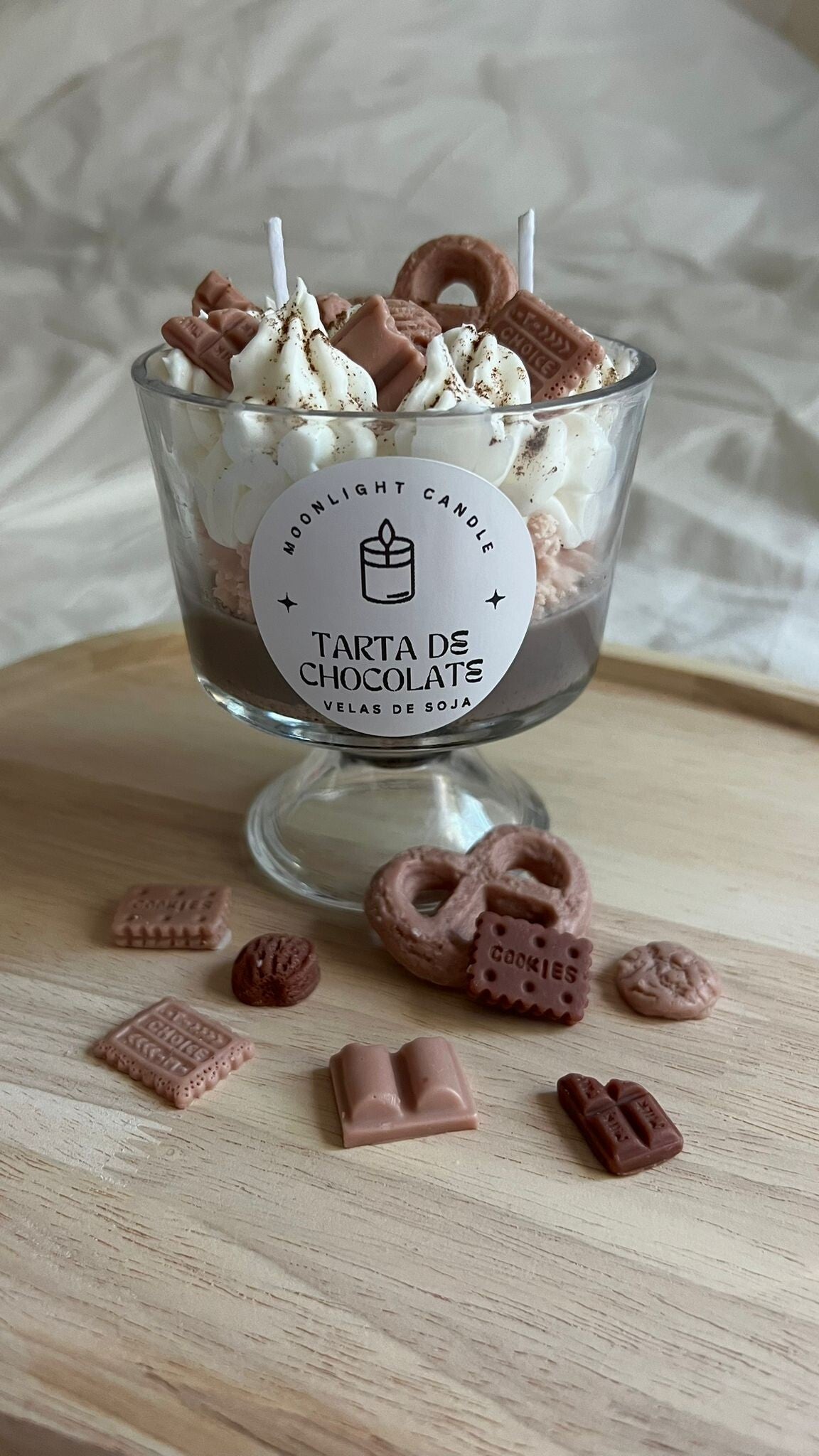 Vela Gourmet ¨Tarta de chocolate¨ hecha con cera de soja 100%