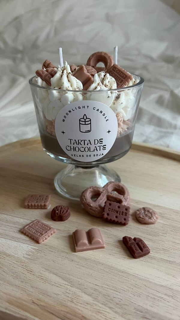 Vela Gourmet ¨Tarta de chocolate¨ hecha con cera de soja 100%