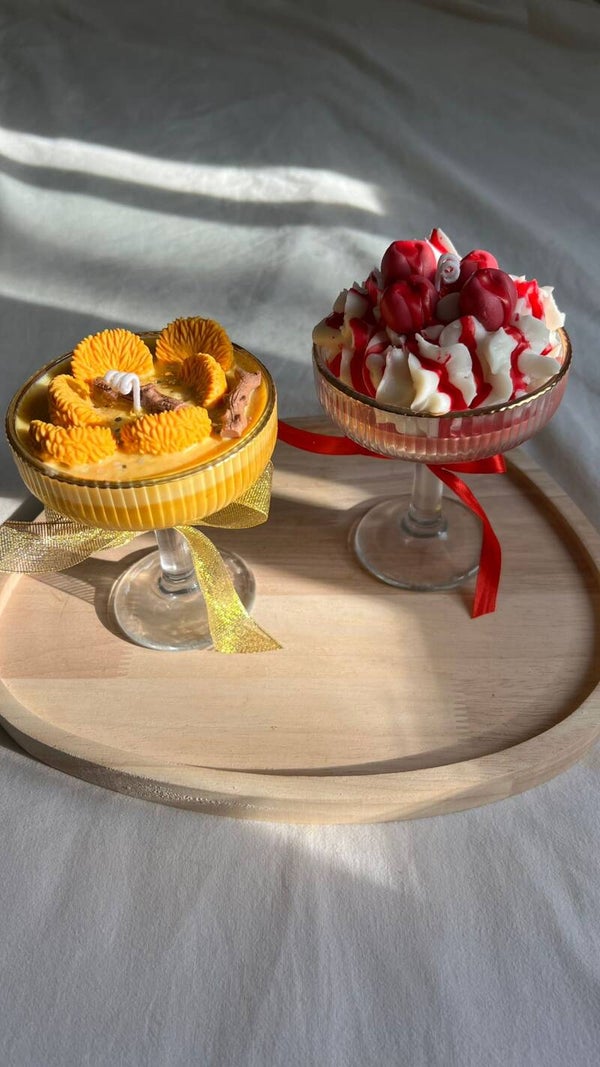 Velas gourmet en copas hechas con cera de soja 100%