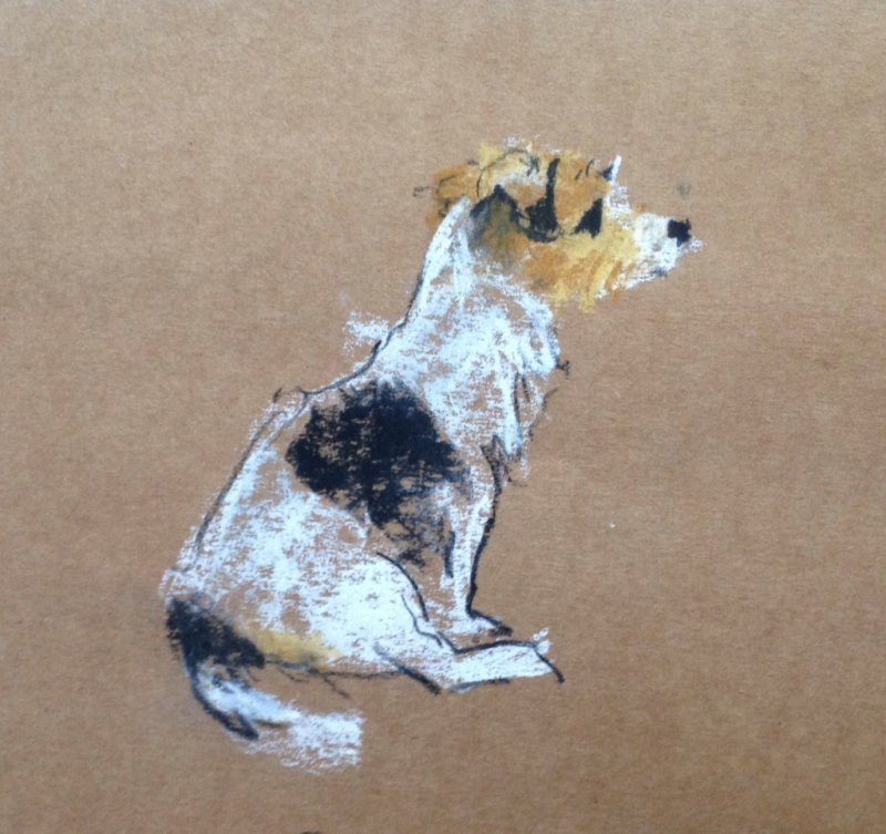 icatoo tekening muurtekening pasteltekening hondje