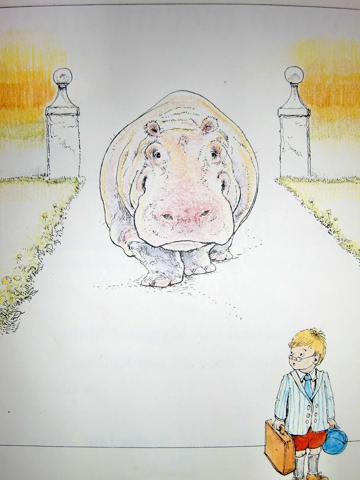 nijlpaard muurschildering illustratie