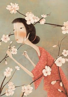 japanse illustratie muurschildering