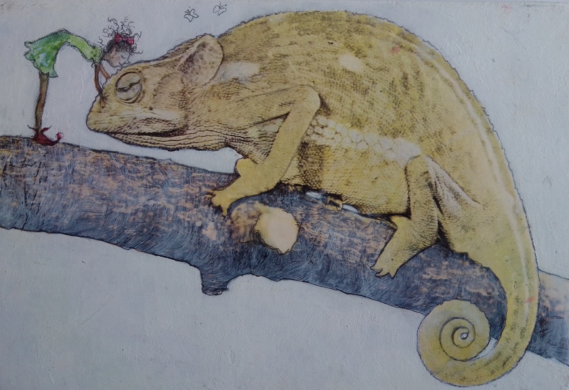 icatoo illustraties muurschilderingen kameleon