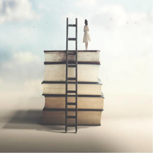 Acht stilisierte, blaue Papiersilhouetten von Menschen, die sich an den Händen halten, auf einer glatten Oberfläche, Blog MediumSciences - Institut