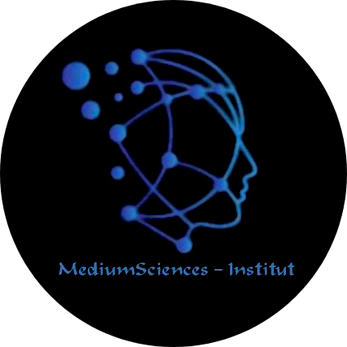 Logo des MediumSciences - Institut.. Silhouette eines Kopfes mit einem Labyrinth im Inneren, darunter der Text 'MediumSciences - Institut