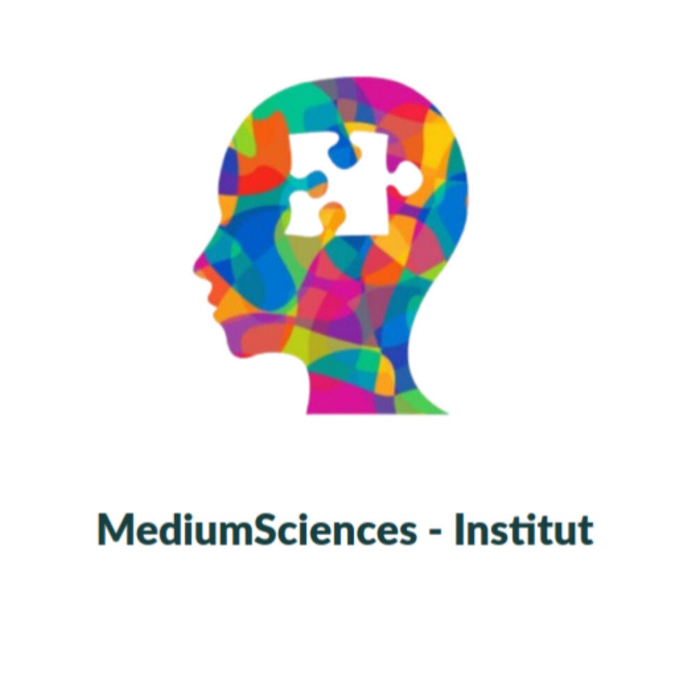 Logo des MediumSciences - Institut. Silhouette eines Kopfes mit einem Labyrinth im Inneren, darunter der Text 'MediumSciences - Institut.