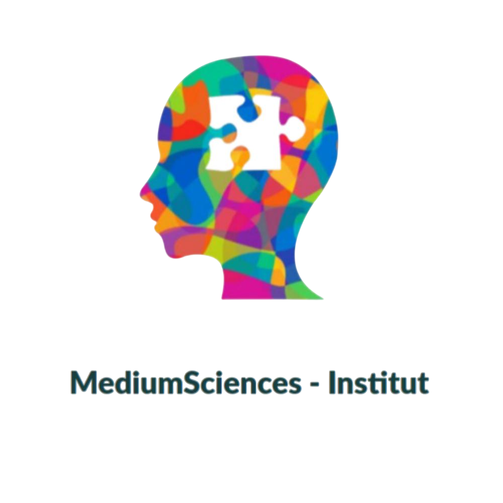 Logo des MediumSciences - Institut. Silhouette eines Kopfes mit einem Labyrinth im Inneren, darunter der Text 'MediumSciences - Institut. zertifiziertes Medium.