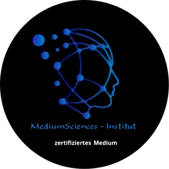 Logo des MediumSciences - Institut. Silhouette eines Kopfes mit einem Labyrinth im Inneren, darunter der Text 'MediumSciences - Institut. zertifiziertes Medium.