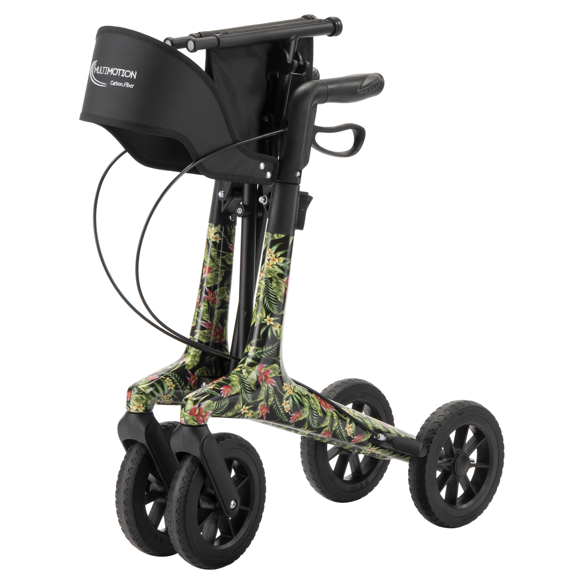 Carbon rollator met bloemenprint