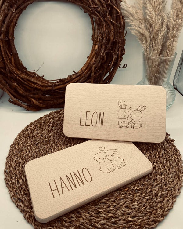 Frühstücksbrett Name & Tier