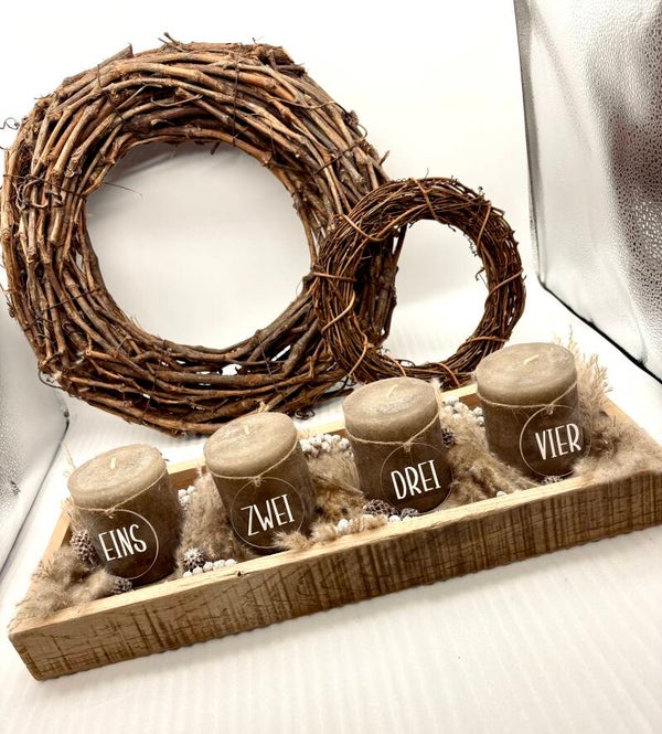Adventskranz Holztablett