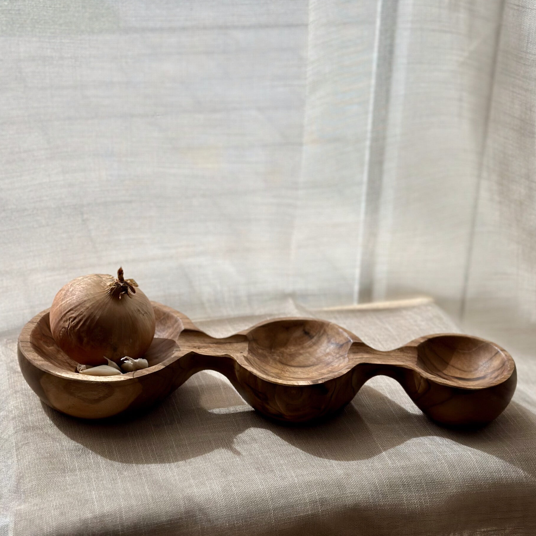 Borrelschaal Triple Teak