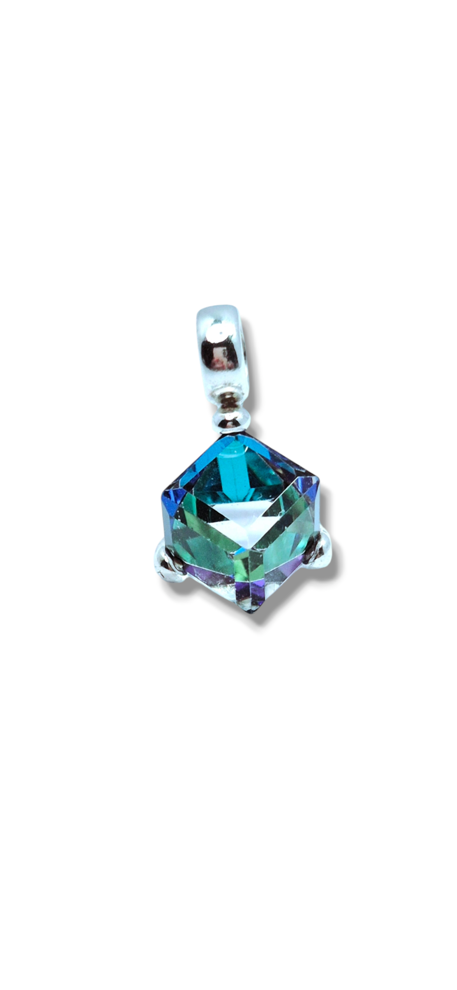 Swarovski Blue Crystal Cube Pendant