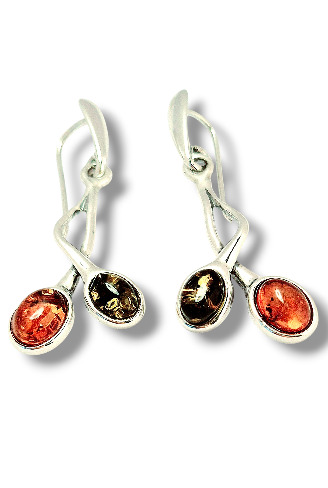 Two-Tone Amber Earrings – A Perfect Balance of Warmth & Elegance