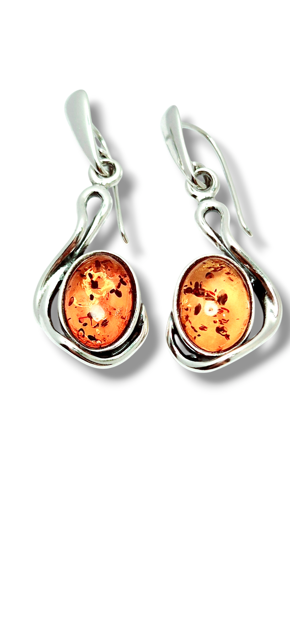 Elegant Oval Amber Earrings – Timeless Beauty in Sterling Silver