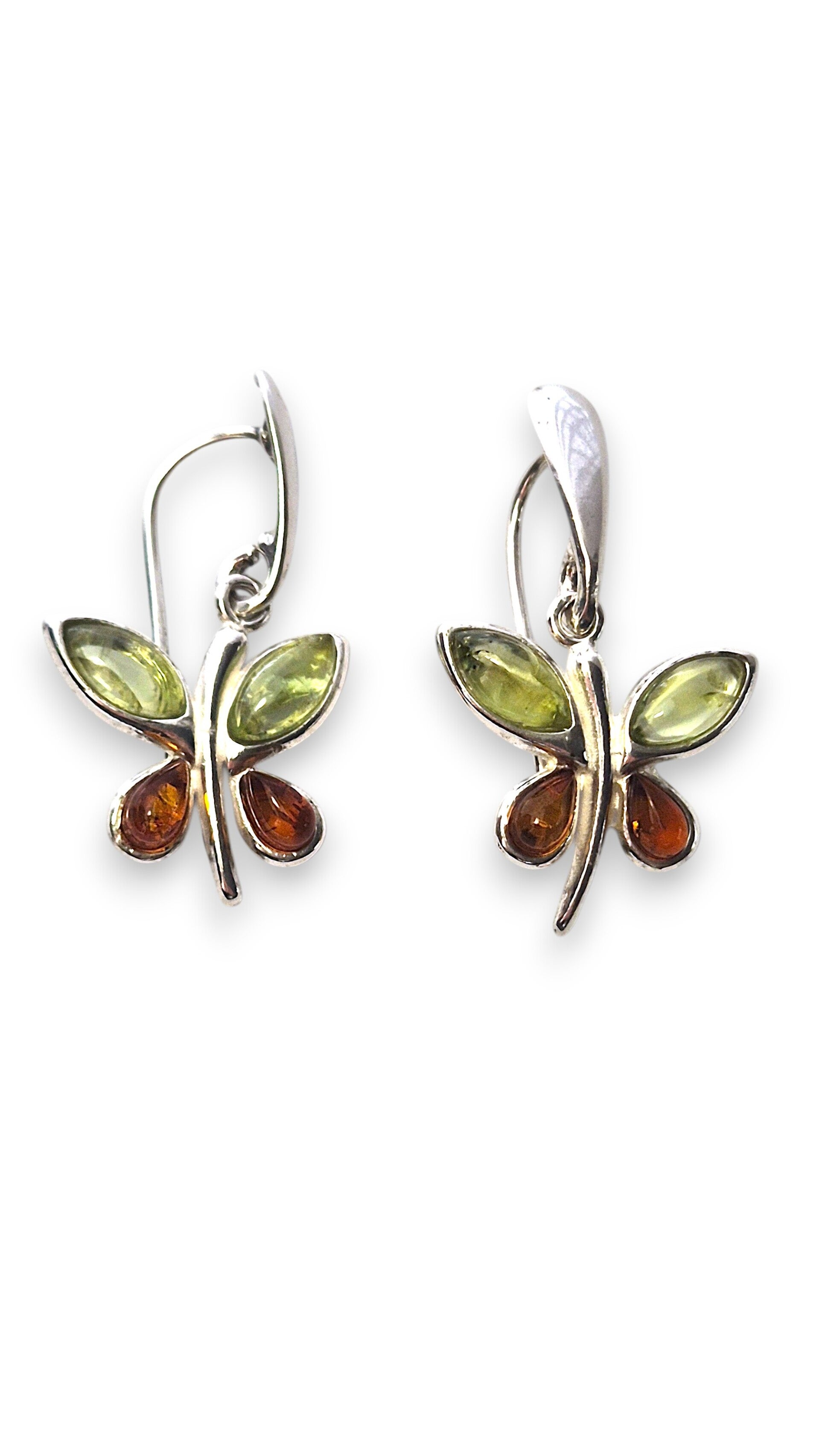 Butterfly Earrings – Brown Amber & Olivine