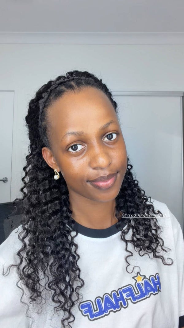 Water wave curly Half Wig – Perfect for a leave out (Sew in - No sewing needed), Beginner Friendly, Gives a Natural look