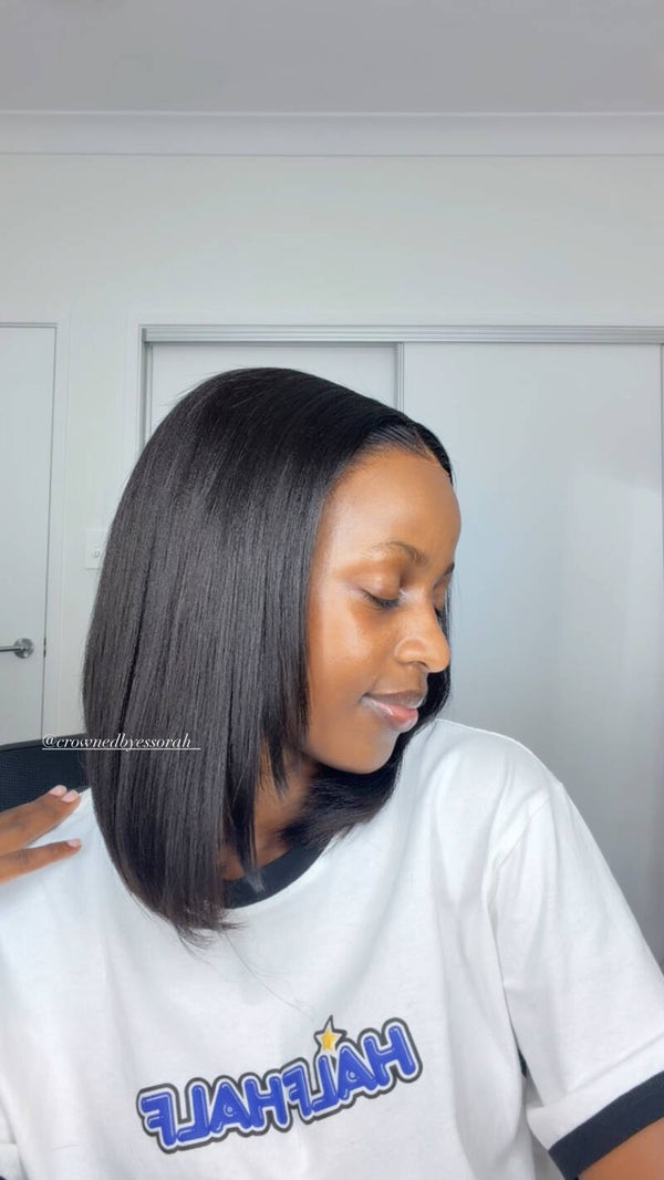 Yaki Straight 9*6*2 T-part lace Wear and Go Glueless wig - 14inch – Beginner Friendly, Gives a Natural Hairline
